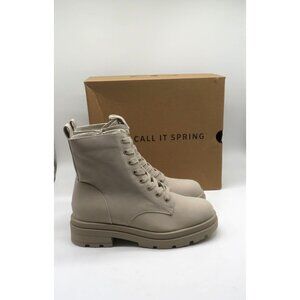 Call It Spring Womens Taupe Combat Boots Side Zipper Size 10 NEW